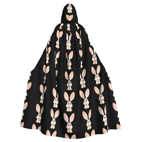 HJFCZH Bucktooth Kaninchenmuster Halloween Erwachsene Kapuzenumhang super groß Kapuzenumhang mit Fliege ohne Reißverschluss von HJFCZH