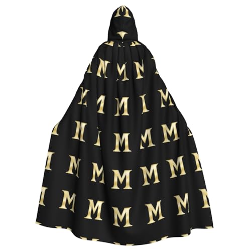 HJFCZH Capital M Rendering Print Pattern Halloween Adult Hooded Cape Super Large Hooded Cloak with Bow Tie, No Zipper von HJFCZH