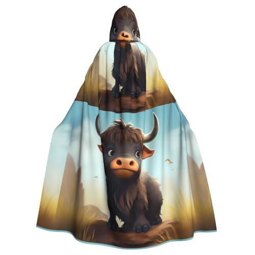 HJFCZH Cartoon Little Yak Muster Halloween Erwachsene Kapuzenumhang super groß Kapuzenumhang mit Fliege ohne Reißverschluss von HJFCZH