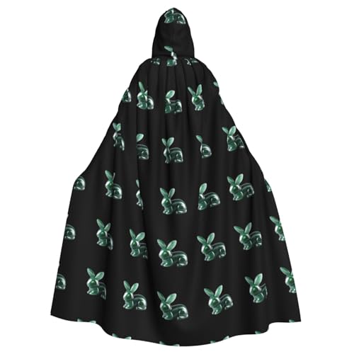 HJFCZH Carving Jade Rabbit Pattern Halloween Adult Hooded Cape Super Large Hooded Cloak with Bow Tie, No Zipper von HJFCZH