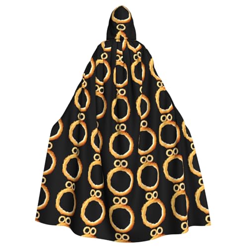 HJFCZH Delicious Zwiebelring-Muster, Halloween-Umhang für Erwachsene, Kapuzenumhang mit Fliege, ohne Reißverschluss von HJFCZH