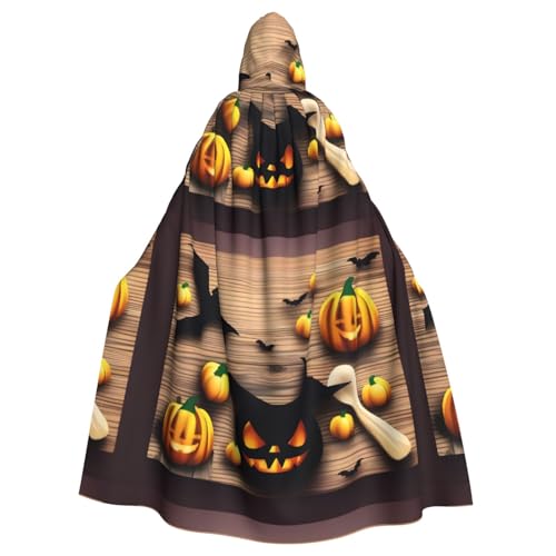 HJFCZH Halloween-Elements-Muster, Halloween-Umhang für Erwachsene, super großer Kapuzenumhang mit Fliege, ohne Reißverschluss von HJFCZH