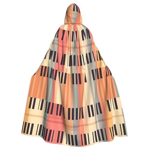 HJFCZH Halloween-Kapuzenumhang mit Klaviermuster, für Erwachsene, super groß, mit Fliege, ohne Reißverschluss von HJFCZH