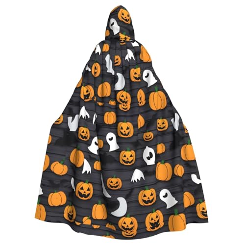 HJFCZH Halloween auf Holzbrett Muster Halloween Erwachsene Kapuzenumhang super groß Kapuzenumhang mit Fliege ohne Reißverschluss von HJFCZH