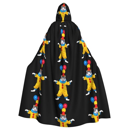 HJFCZH Kapuzenumhang für Erwachsene, Motiv: Katze, die Zaubertricks ausführt, Halloween, Kapuzenumhang mit Fliege, ohne Reißverschluss HJFCZH Kapuzenumhang für Erwachsene, Motiv: Katze, die Zaubertricks ausführt, Halloween, Kapuzenumhang mit Fliege, ohne Reißverschluss von HJFCZH
