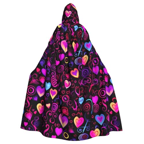 HJFCZH Kapuzenumhang für Erwachsene, Motiv: Musiksymbole, Liebesmuster, Halloween, Kapuzenumhang mit Fliege, ohne Reißverschluss von HJFCZH