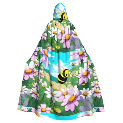 HJFCZH Kapuzenumhang mit Blumenmuster, für Erwachsene, super groß, mit Fliege, ohne Reißverschluss von HJFCZH