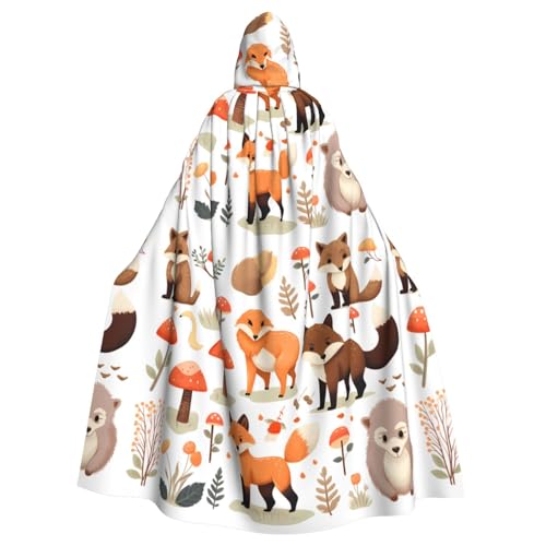 HJFCZH Kapuzenumhang mit Cartoon-Fuchsmuster, für Erwachsene, super großer Kapuzenumhang mit Fliege, ohne Reißverschluss von HJFCZH