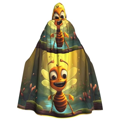 HJFCZH Kapuzenumhang mit Cartoon-Honigbienenen-Muster, Halloween, Erwachsenen-Kapuzenumhang mit Fliege, ohne Reißverschluss von HJFCZH