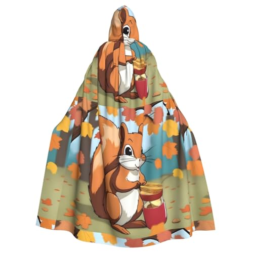 HJFCZH Kapuzenumhang mit Eichhörnchen-Muster, für Erwachsene, super groß, mit Fliege, ohne Reißverschluss von HJFCZH