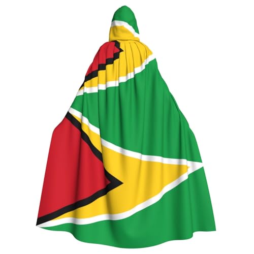 HJFCZH Kapuzenumhang mit Flagge von Guyana Muster, Halloween, Erwachsene, super großer Kapuzenumhang mit Fliege, ohne Reißverschluss von HJFCZH