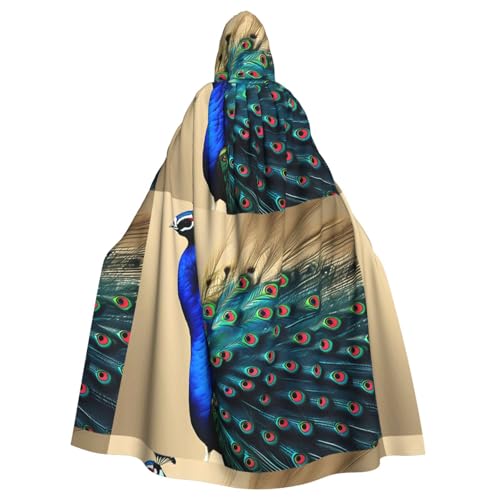 HJFCZH Kapuzenumhang mit Frischem Pfauenmuster, für Erwachsene, super großer Kapuzenumhang mit Fliege, ohne Reißverschluss von HJFCZH
