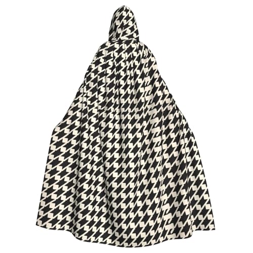 HJFCZH Kapuzenumhang mit Hahnentrittmuster, für Erwachsene, super groß, mit Fliege, ohne Reißverschluss, Schwarz von HJFCZH
