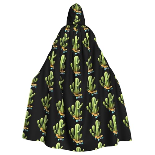 HJFCZH Kapuzenumhang mit Kaktus-Skateboarding-Muster, Halloween, Erwachsenen-Kapuzenumhang mit Fliege, ohne Reißverschluss HJFCZH Kapuzenumhang mit Kaktus-Skateboarding-Muster, Halloween, Erwachsenen-Kapuzenumhang mit Fliege, ohne Reißverschluss von HJFCZH
