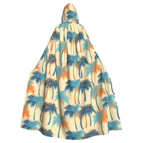HJFCZH Kapuzenumhang mit Palmenmuster, Halloween, Erwachsene, super großer Kapuzenumhang mit Fliege, ohne Reißverschluss von HJFCZH