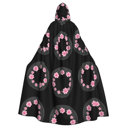 HJFCZH Kapuzenumhang mit Pfirsichblütenmuster, Halloween, Erwachsenen-Kapuzenumhang mit Fliege, ohne Reißverschluss von HJFCZH