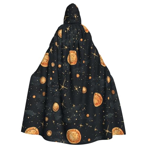 HJFCZH Kapuzenumhang mit Pizza-Konstellationsmuster, für Erwachsene, super großer Kapuzenumhang mit Fliege, ohne Reißverschluss von HJFCZH
