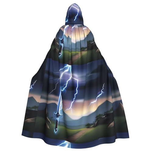 HJFCZH Kapuzenumhang mit Schwert- und Blitzmuster, für Erwachsene, super groß, mit Fliege, ohne Reißverschluss von HJFCZH