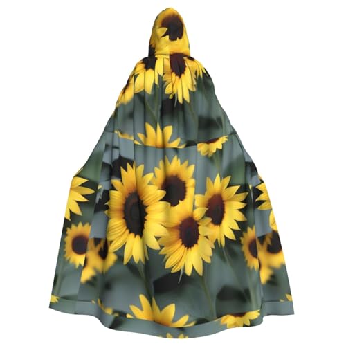 HJFCZH Kapuzenumhang mit Sonnenblumenmuster, für Erwachsene, super groß, mit Fliege, ohne Reißverschluss von HJFCZH
