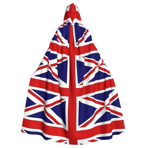 HJFCZH Kapuzenumhang mit UK-Flaggenmuster, für Erwachsene, super großer Kapuzenumhang mit Fliege, ohne Reißverschluss von HJFCZH