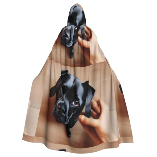 HJFCZH Kapuzenumhang mit französischem Hund, Welpen, Handmuster, Halloween, Erwachsene, super großer Kapuzenumhang mit Fliege, ohne Reißverschluss HJFCZH Kapuzenumhang mit französischem Hund, Welpen, Handmuster, Halloween, Erwachsene, super großer Kapuzenumhang mit Fliege, ohne Reißverschluss von HJFCZH