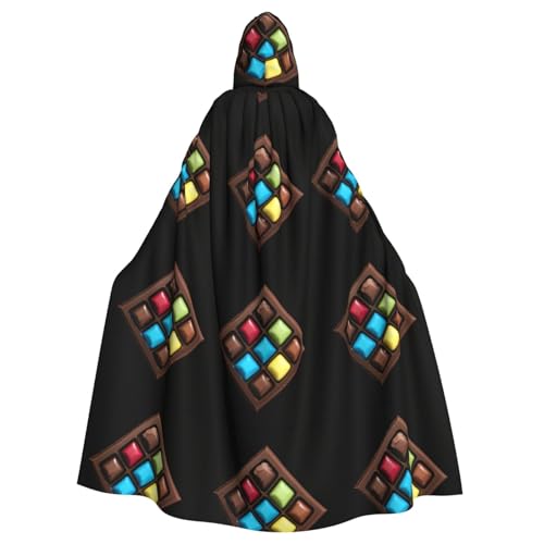 HJFCZH Kapuzenumhang mit neun Rastern, Schokoladenmuster, Halloween, Erwachsenen-Kapuzenumhang mit Fliege, ohne Reißverschluss von HJFCZH