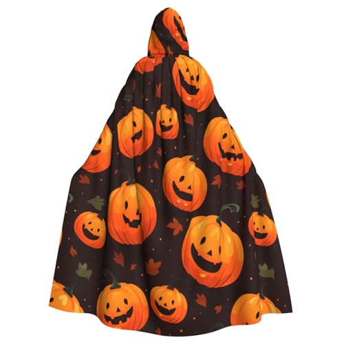HJFCZH Kürbis-Halloween-Muster, Halloween-Umhang für Erwachsene, super großer Kapuzenumhang mit Fliege, ohne Reißverschluss von HJFCZH