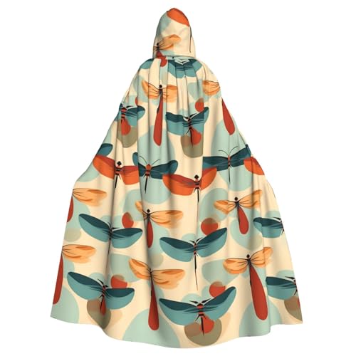 HJFCZH Moderner Kapuzenumhang mit Libellenmuster, für Erwachsene, super großer Kapuzenumhang mit Fliege, ohne Reißverschluss von HJFCZH