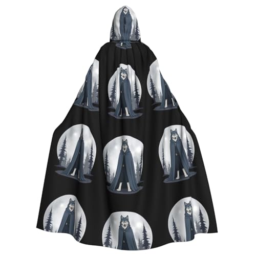HJFCZH Moon Leader Muster Halloween Erwachsene Kapuzenumhang super groß Kapuzenumhang mit Fliege, ohne Reißverschluss von HJFCZH