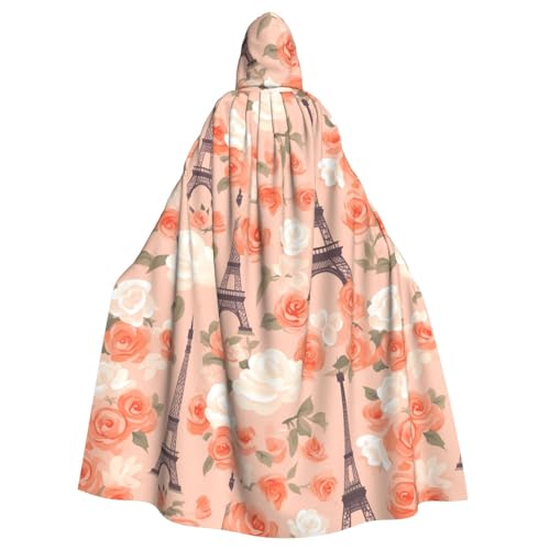 HJFCZH Paris Eiffelturm mit Blumenmuster, Halloween-Umhang für Erwachsene, Kapuzenumhang mit Fliege, ohne Reißverschluss HJFCZH Paris Eiffelturm mit Blumenmuster, Halloween-Umhang für Erwachsene, Kapuzenumhang mit Fliege, ohne Reißverschluss von HJFCZH