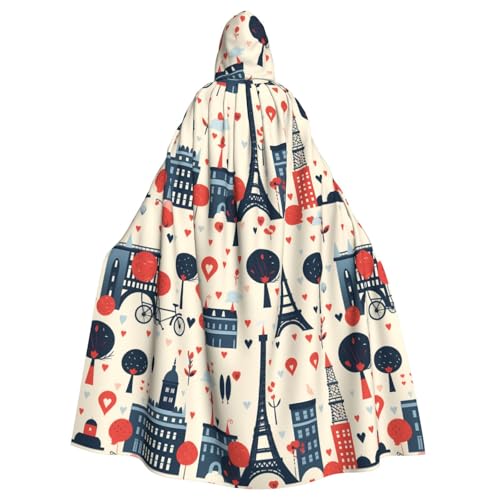 HJFCZH Paris Halloween-Kapuzenumhang für Erwachsene, mit Fliege, ohne Reißverschluss von HJFCZH
