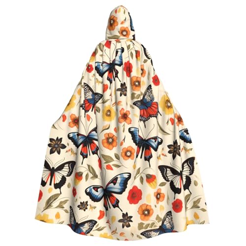 HJFCZH Personalisierbarer Kapuzenumhang mit Schmetterlingsmuster, für Erwachsene, super großer Kapuzenumhang mit Fliege, ohne Reißverschluss von HJFCZH