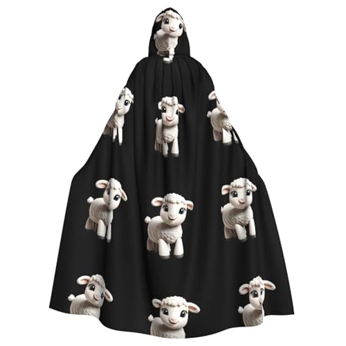 HJFCZH The Sheep Pattern Halloween Adult Hooded Cape Super Large Hooded Cloak with Bow Tie, No Zipper von HJFCZH
