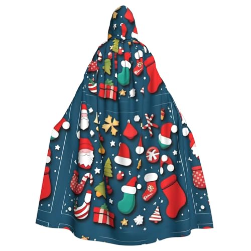HJFCZH Weihnachtselemente Muster Halloween Erwachsene Kapuzenumhang super groß Kapuzenumhang mit Fliege ohne Reißverschluss von HJFCZH