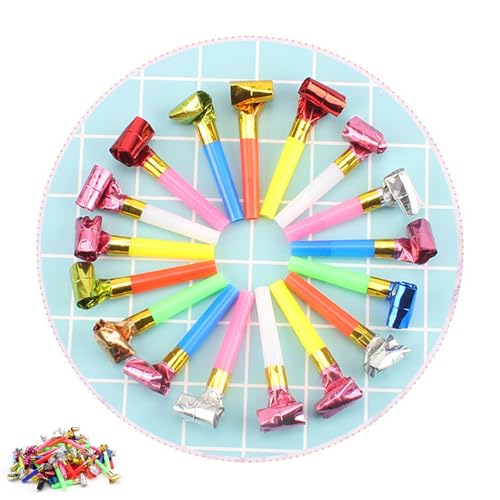 HJIAMA 100 Stück Krachmacher, Selbstspringende Tröte für Partys, Hörner Multifunktional, Partytröten, Verwendet für Geburtstage, Weihnachten, Party zubehör HJIAMA 100 Stück Krachmacher, Selbstspringende Tröte für Partys, Hörner Multifunktional, Partytröten, Verwendet für Geburtstage, Weihnachten, Party zubehör von HJIAMA