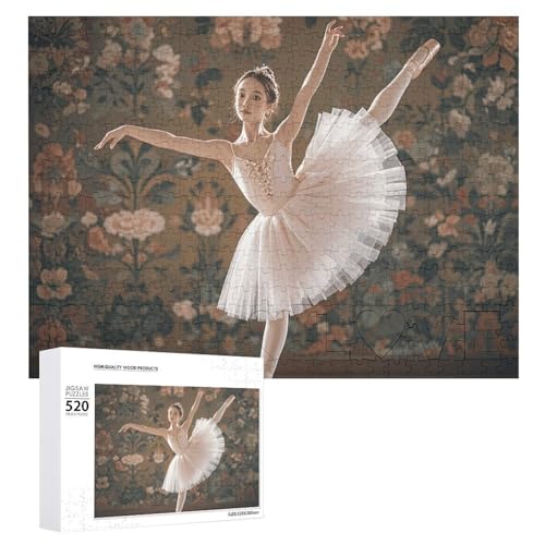 Ballerina-Tanz-Holzpuzzle für Erwachsene, 520 Teile, schwierige, herausfordernde Puzzles, einzigartiges Denksport-Puzzle, einzigartige Form, fortschrittliche Puzzle, tolle Geschenkidee von HJKBCV