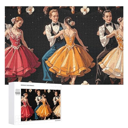 Ballsaal-Tanz-Puzzles mit kleinem Muster für Erwachsene, personalisiertes Puzzle, herausforderndes Bild, Holzfotos, Puzzle mit Aufbewahrungstasche, Familientreffen, Puzzle für Hochzeitsgeschenk von HJKBCV