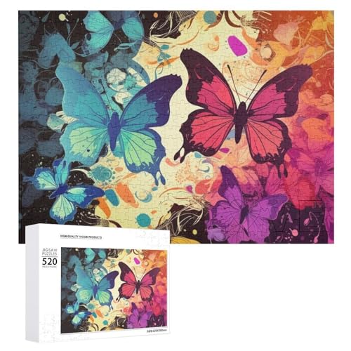 Buntes Schmetterlingsmuster, Holzpuzzle für Erwachsene, 520 Teile, schwierige, herausfordernde Puzzles, einzigartige Denksport-Puzzle, einzigartige Form, fortschrittliche Puzzle, tolle Geschenkidee Buntes Schmetterlingsmuster, Holzpuzzle für Erwachsene, 520 Teile, schwierige, herausfordernde Puzzles, einzigartige Denksport-Puzzle, einzigartige Form, fortschrittliche Puzzle, tolle Geschenkidee von HJKBCV