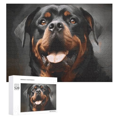 Cooles Rottweiler-Hunde-Kunst-Holzpuzzle für Erwachsene, 520 Teile, schwierige, herausfordernde Puzzles, einzigartige Denksport-Puzzle, einzigartige Form, fortschrittliche Puzzle, tolle Geschenkidee Cooles Rottweiler-Hunde-Kunst-Holzpuzzle für Erwachsene, 520 Teile, schwierige, herausfordernde Puzzles, einzigartige Denksport-Puzzle, einzigartige Form, fortschrittliche Puzzle, tolle Geschenkidee von HJKBCV