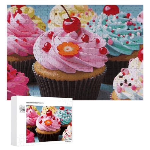 Cupcake-Puzzles für Erwachsene, personalisiertes Puzzle, herausforderndes Bildpuzzle, Holzfoto-Puzzle mit Aufbewahrungstasche, Familientreffen, Puzzle für Hochzeitsgeschenk von HJKBCV