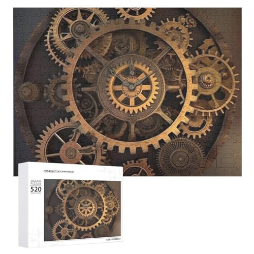 Gears Clock Bronze Century Holzpuzzle für Erwachsene, 520 Teile, schwierige, herausfordernde Puzzles, einzigartige Denksportaufgabe, Kunstwerk-Puzzle, einzigartige Form, fortschrittliche Puzzle, tolle Gears Clock Bronze Century Holzpuzzle für Erwachsene, 520 Teile, schwierige, herausfordernde Puzzles, einzigartige Denksportaufgabe, Kunstwerk-Puzzle, einzigartige Form, fortschrittliche Puzzle, tolle von HJKBCV