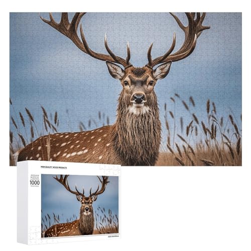 Hirschjagd-Puzzles für Erwachsene, personalisiertes Puzzle, herausforderndes Bild, Holzfotos, Puzzle mit Aufbewahrungstasche, Familientreffen, Puzzle für Hochzeitsgeschenk von HJKBCV