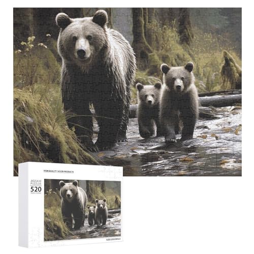 Holzpuzzle für Erwachsene, Motiv: Bär und Mutter, 520 Teile, schwierige, herausfordernde Puzzles, einzigartige Denksportaufgabe, Kunstwerk-Puzzle, einzigartige Form, fortschrittliche Puzzle, tolle Holzpuzzle für Erwachsene, Motiv: Bär und Mutter, 520 Teile, schwierige, herausfordernde Puzzles, einzigartige Denksportaufgabe, Kunstwerk-Puzzle, einzigartige Form, fortschrittliche Puzzle, tolle von HJKBCV