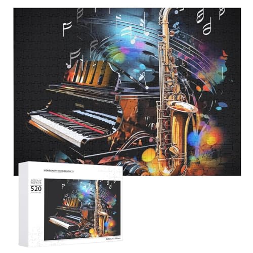 Holzpuzzle für Erwachsene, Saxophon und Klavier, 520 Teile, schwierige, herausfordernde Puzzles, einzigartige Denksportaufgabe, Kunstwerk-Puzzle, einzigartige Form, fortschrittliche Puzzle, tolle Holzpuzzle für Erwachsene, Saxophon und Klavier, 520 Teile, schwierige, herausfordernde Puzzles, einzigartige Denksportaufgabe, Kunstwerk-Puzzle, einzigartige Form, fortschrittliche Puzzle, tolle von HJKBCV