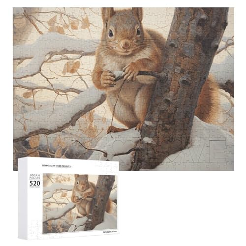 Holzpuzzle mit Eichhörnchen auf Baum, für Erwachsene, 520 Teile, schwierige, herausfordernde Puzzles, einzigartige Denksportaufgabe, Kunstwerk-Puzzle, einzigartige Form, fortschrittliche Puzzle, tolle Holzpuzzle mit Eichhörnchen auf Baum, für Erwachsene, 520 Teile, schwierige, herausfordernde Puzzles, einzigartige Denksportaufgabe, Kunstwerk-Puzzle, einzigartige Form, fortschrittliche Puzzle, tolle von HJKBCV