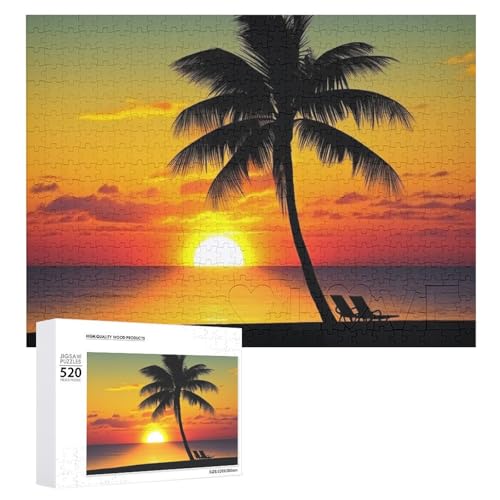 Holzpuzzle mit Sonnenuntergangspalme für Erwachsene, 520 Teile, schwierige, herausfordernde Puzzles, einzigartige Denksportaufgabe, Kunstwerk-Puzzle, einzigartige Form, fortschrittliche Puzzle, tolle Holzpuzzle mit Sonnenuntergangspalme für Erwachsene, 520 Teile, schwierige, herausfordernde Puzzles, einzigartige Denksportaufgabe, Kunstwerk-Puzzle, einzigartige Form, fortschrittliche Puzzle, tolle von HJKBCV