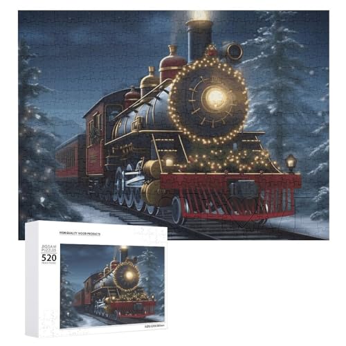 Holzpuzzle mit Weihnachtszug für Erwachsene, 520 Teile, schwierige, herausfordernde Puzzles, einzigartige Denksportaufgabe, Kunstwerk-Puzzle, einzigartige Form, fortschrittliche Puzzle, tolle Holzpuzzle mit Weihnachtszug für Erwachsene, 520 Teile, schwierige, herausfordernde Puzzles, einzigartige Denksportaufgabe, Kunstwerk-Puzzle, einzigartige Form, fortschrittliche Puzzle, tolle von HJKBCV