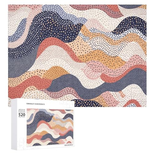 Holzpuzzle mit Wellenmuster für Erwachsene, 520 Teile, schwierige, herausfordernde Puzzles, einzigartiges Denksport-Puzzle, einzigartige Form, fortschrittliche Puzzle, tolle Geschenkidee von HJKBCV