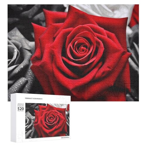 Holzpuzzle mit schwarzen, weißen und roten Rosen, für Erwachsene, 520 Teile, schwierige, herausfordernde Puzzles, einzigartige Denksportaufgabe, Kunstwerk-Puzzle, einzigartige Form, fortschrittliche Holzpuzzle mit schwarzen, weißen und roten Rosen, für Erwachsene, 520 Teile, schwierige, herausfordernde Puzzles, einzigartige Denksportaufgabe, Kunstwerk-Puzzle, einzigartige Form, fortschrittliche von HJKBCV