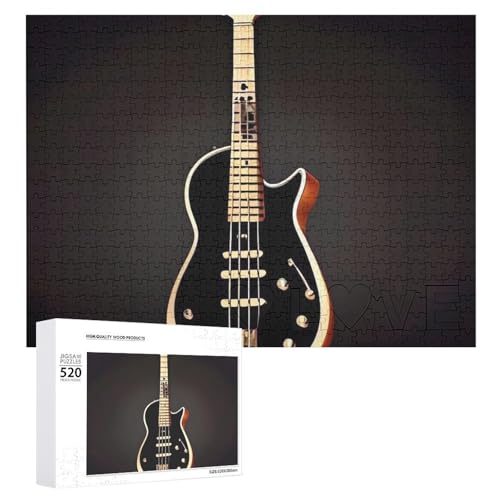 Holzpuzzle mit schwarzer Gitarre für Erwachsene, 520 Teile, schwierige, herausfordernde Puzzles, einzigartige Denksportaufgabe, Kunstwerk-Puzzle, einzigartige Form, fortschrittliche Puzzle, tolle Holzpuzzle mit schwarzer Gitarre für Erwachsene, 520 Teile, schwierige, herausfordernde Puzzles, einzigartige Denksportaufgabe, Kunstwerk-Puzzle, einzigartige Form, fortschrittliche Puzzle, tolle von HJKBCV